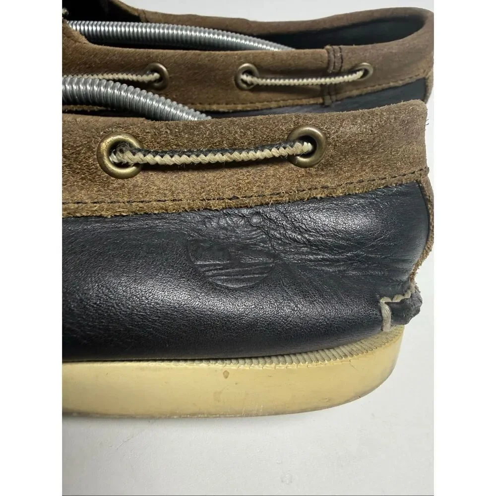 Timberland Men’s Sz 11 Classic Boat Shoes Black Brown Leather See Description
